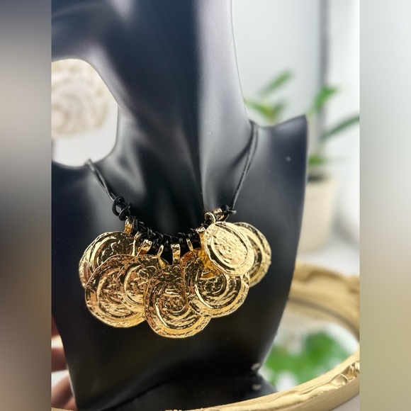 Zara Bold Gold Statement Coin Necklace - Picture 6 of 6